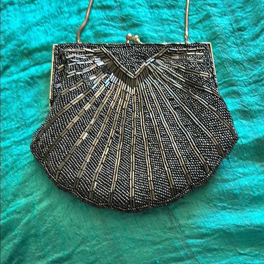 Elegant Black Beaded Clutch